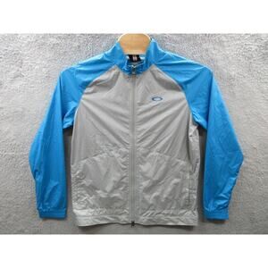 OAKLEY Men's Large Polyester Windbreaker Lightweight Jacket Blue Grey